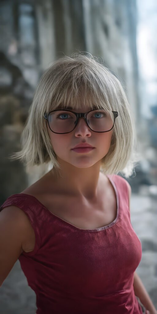 A stunningly detailed (((full angle body shot))), with intricate patterns and detailed textures, capturing a beautifully illustrated (((young supergirl in her classic costume))), her iconic blonde hair is styled in a sleek, high-tech bob with a 4K resolution, framed by a futuristic glasses that reflect the modern aesthetic. The scene is set against a backdrop of hyper-realistic, detailed environments that push the limits of imagination, creating a breathtaking visual symphony that defies the realm of possibility. Modern color grading techniques bring the whole composition to life, elevating this advanced image to the highest standard of artistry and technique, giving the viewer a truly unforgettable visual masterpiece