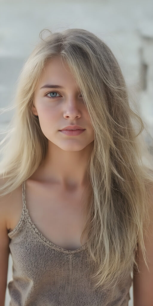 a (((beautiful girl, cute, with a sleek, yet delicate and petite physique, a youthful face with (sun-kissed) skin, and flowing, straight blonde hair, clad in (((hippie, retro 70s clothing))), exuding a sense of (hippieness) and (magnificence). Full body view, capturing a ((vintage, retro 70s vibe))