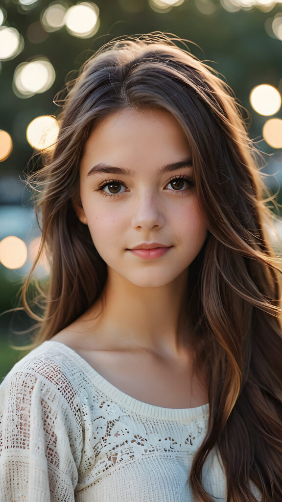 a beautiful teenage girl long radiant hair