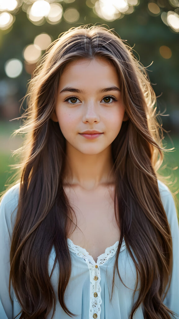 a beautiful teenage girl long radiant hair