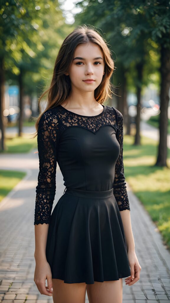 a beautiful young teen girl, black thin lightly dressed ((perfect detailed full body portrait))