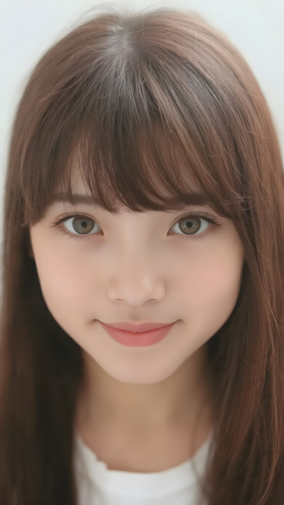 a (((cute 16-year-old Filipino girl with intricate Korean-style bangs))), featuring highly detailed, ultra realistic hair that extends beyond her shoulders. She’s clad in a (((perfectly curved and fitted white short shirt))), with a stunning face that exudes realism, complete with glowing, ultra-realistic amber eyes and delicate, detailed maroon straight hair that flows down her back. Her skin is highly detailed, with subtle wrinkles and a warm smile that draws the viewer in. Captured in an incredibly advanced image with deeply saturated colors, advanced film grain, and a soft focus that creates a sense of beauty and wonder. This advanced image represents the pinnacle of digital artistry, with unparalleled detail and advanced technology, making it a true masterpiece that pushes the boundaries of what is possible