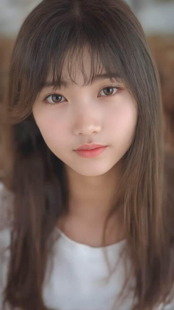 a (((cute 16-year-old Filipino girl with intricate Korean-style bangs))), featuring highly detailed, ultra realistic hair that extends beyond her shoulders. She’s clad in a (((perfectly curved and fitted white short shirt))), with a stunning face that exudes realism, complete with glowing, ultra-realistic amber eyes and delicate, detailed maroon straight hair that flows down her back. Her skin is highly detailed, with subtle wrinkles and a warm smile that draws the viewer in. Captured in an incredibly advanced image with deeply saturated colors, advanced film grain, and a soft focus that creates a sense of beauty and wonder. This advanced image represents the pinnacle of digital artistry, with unparalleled detail and advanced technology, making it a true masterpiece that pushes the boundaries of what is possible