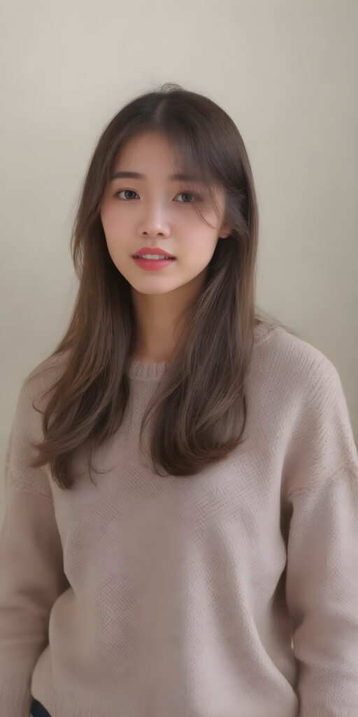 a detailed and cute Korean lady, stunning, gorgeous, perfect body, thin sweater made of fine wool