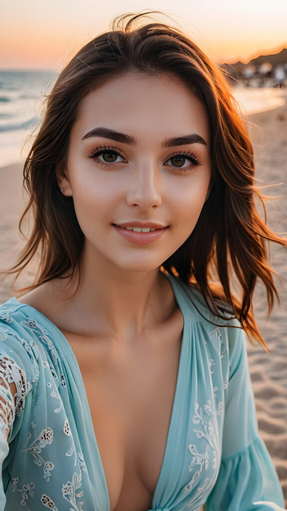 a girlie, ((stunning)) ((gorgeous)) ((cute)) ((perfect selfie on the beach))