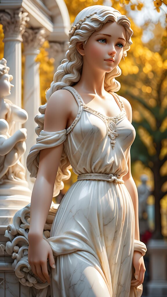 a marble statue, young girl, light dressed, perfect curved body, ((realistic photo))