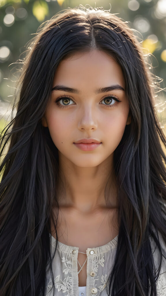 a pencil drawing (((vividly drawn portrait))), capturing a young teen girl with long, flowing (((black hair))), her eyes sparkling and her skin radiant, wearing comfortable clothes, embodying flawless beauty