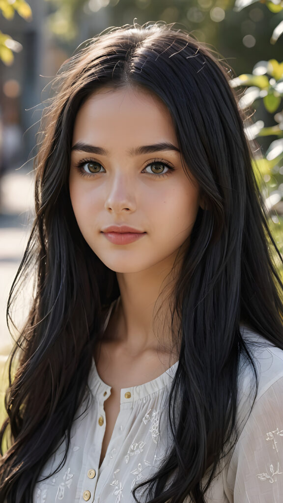 a pencil drawing (((vividly drawn portrait))), capturing a young teen girl with long, flowing (((black hair))), her eyes sparkling and her skin radiant, wearing comfortable clothes, embodying flawless beauty