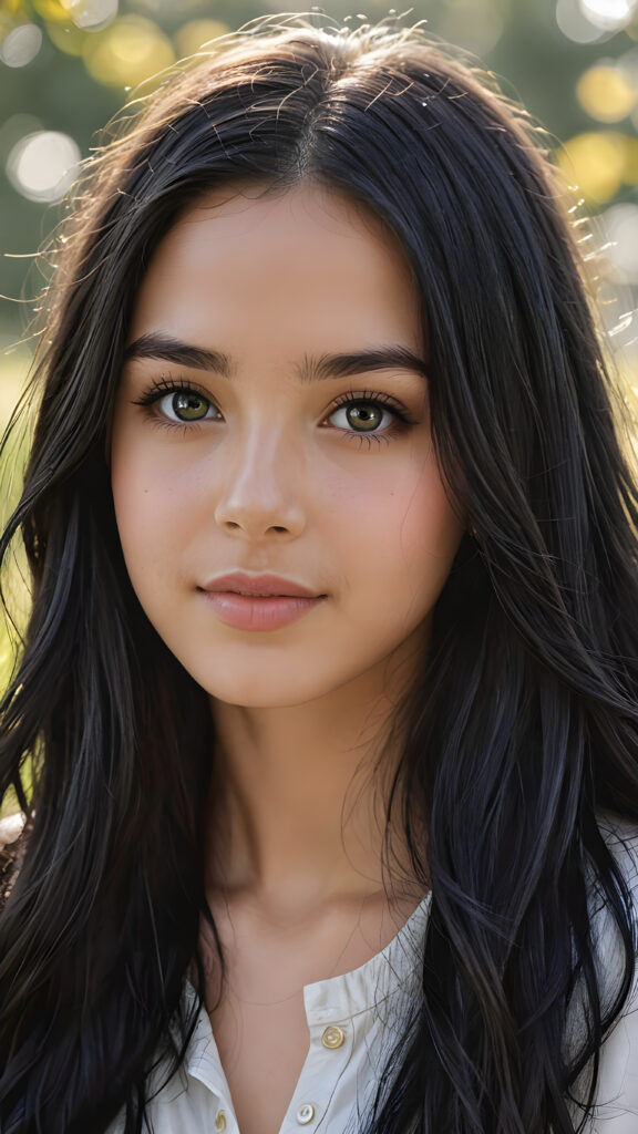 a pencil drawing (((vividly drawn portrait))), capturing a young teen girl with long, flowing (((black hair))), her eyes sparkling and her skin radiant, wearing comfortable clothes, embodying flawless beauty