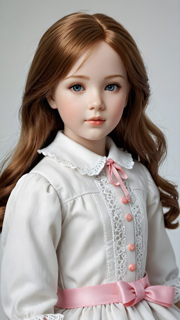 a porcelain doll, young girl, ((realistic photo)), 3D