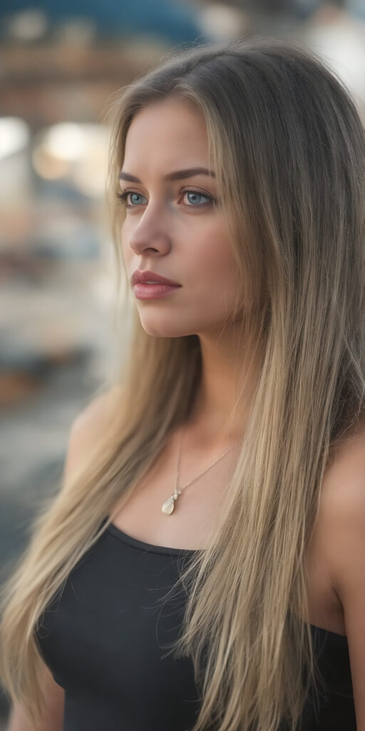 a power girl, long straight soft hair, detailed