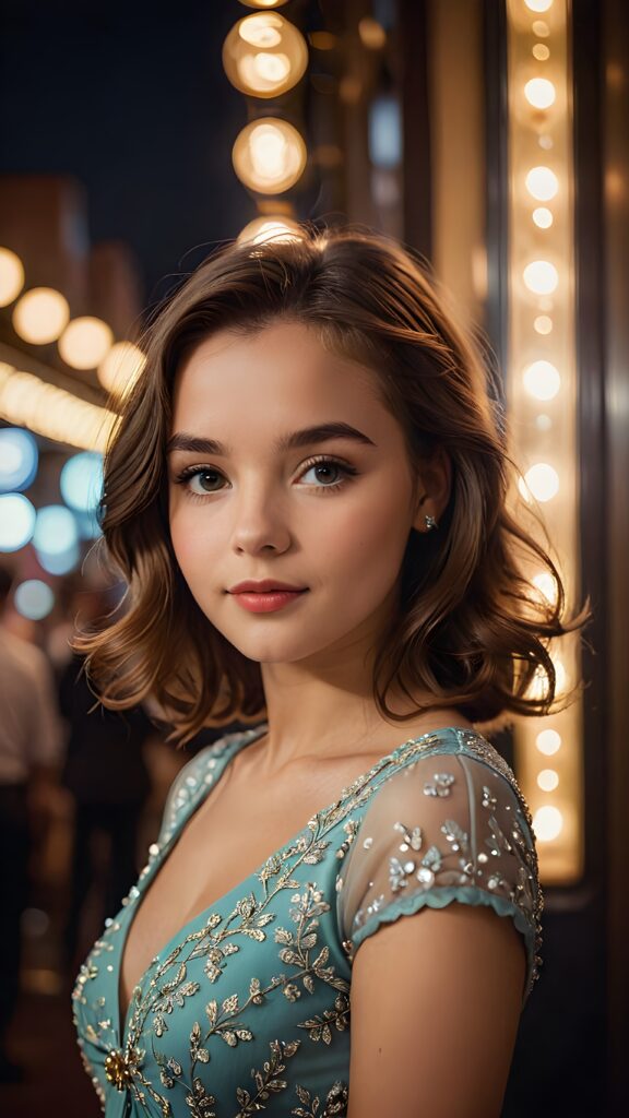 a (((realistically gorgeous young lady))) from the 1960s era, elegantly dressed in a classic style, with a soft focus filter that gives her a vintage air, under luxurious (((cinematic lights))), exuding an air of timeless beauty and sophistication