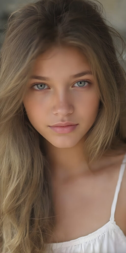 a (((super nice and charming young teen girl), age 15, with an innocent air yet a mature and welcoming expression) with flowing, (((extremely long hair))) that cascades down to her hips, (softly waving) in a warm, inviting summer breeze. Her features are exuding an unmistakable allure, with perfectly sculpted lips and eyes that radiate a youthful vibrancy. Her skin is a light brown canvas that adds to her ethereal allure. (((She's dressed in a very cute summer dress that accentuates her flawless complexion even at an early age))) She's not only effortlessly beautiful but also exudes a sense of youthful charm and confidence, making her even more of a heart-throb in the teenage scene.