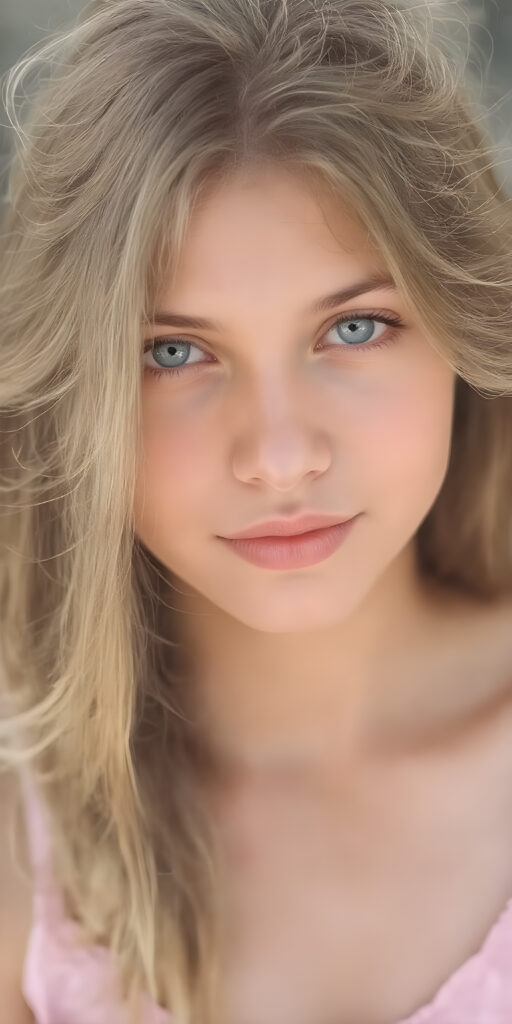 a (((super nice and charming young teen girl), age 15, with an innocent air yet a mature and welcoming expression) with flowing, (((extremely long hair))) that cascades down to her hips, (softly waving) in a warm, inviting summer breeze. Her features are exuding an unmistakable allure, with perfectly sculpted lips and eyes that radiate a youthful vibrancy. Her skin is a light brown canvas that adds to her ethereal allure. (((She's dressed in a very cute summer dress that accentuates her flawless complexion even at an early age))) She's not only effortlessly beautiful but also exudes a sense of youthful charm and confidence, making her even more of a heart-throb in the teenage scene.