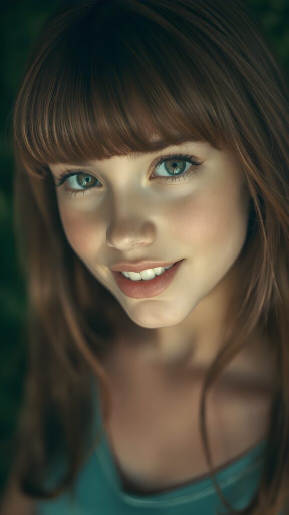 a (((super realistic full length photo))), capturing a (((beautifully proportioned young Exotic teen girl))) with luxurious, sun-kissed bangs and (detailed, hyper-realistic freckles) that perfectly frame her face, complemented by (perfectly white teeth) and a (tiny, yet incredibly defined v-neck on her short, tight tank top. The photo exudes a sense of (extreme clarity and detail), highlighting every aspect of her features. Her face is seen in a full-body shot, against a (green backdrop that perfectly complements her features). She is seen from a side shot, emphasizing her (striking beauty) and perfect proportions. The photo is seen in a (high-resolution, ultra-realistic detail), capturing the essence of a (super realistic moment).