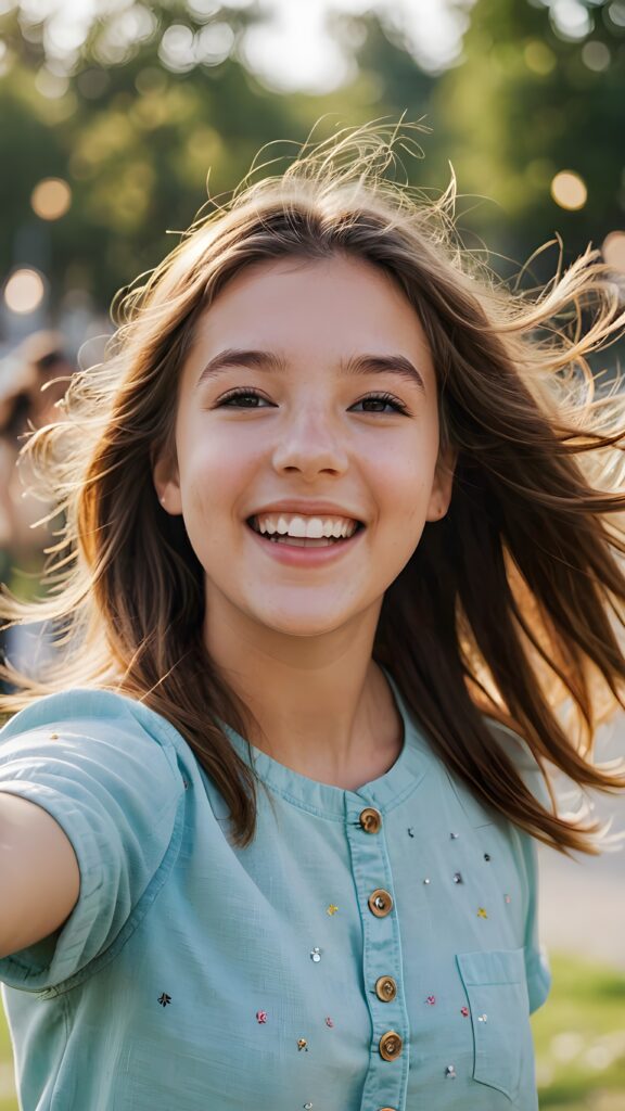 a (((young, attractive teen girl))) in a (((carefree, happy expression))), surrounded by an air of exuberance and vivacity