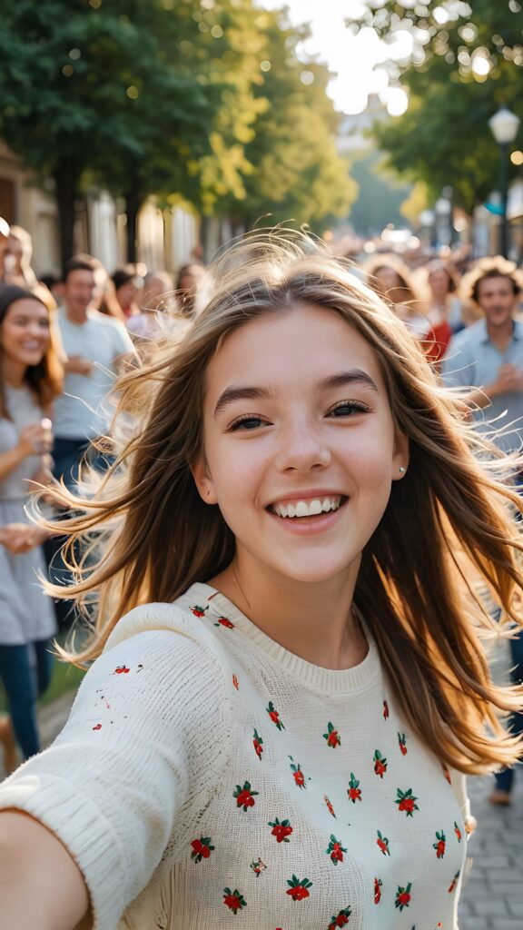 a (((young, attractive teen girl))) in a (((carefree, happy expression))), surrounded by an air of exuberance and vivacity