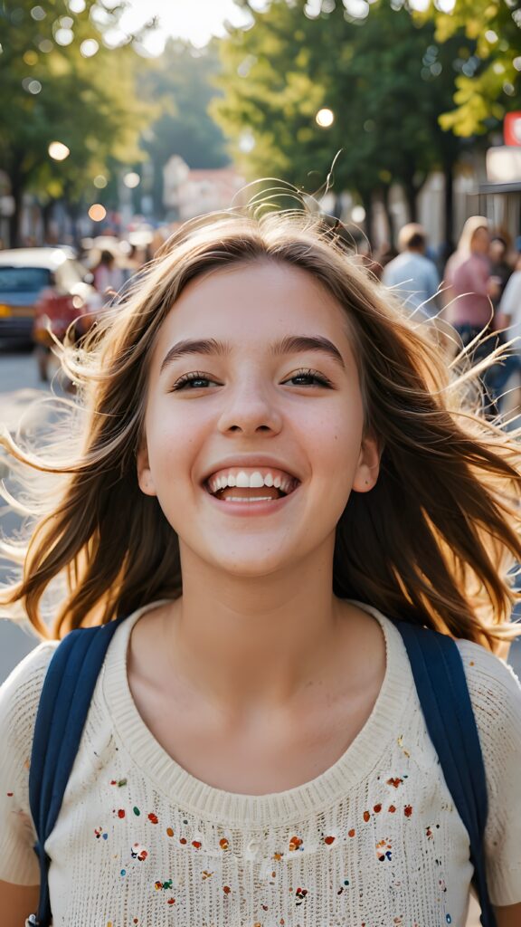 a (((young, attractive teen girl))) in a (((carefree, happy expression))), surrounded by an air of exuberance and vivacity