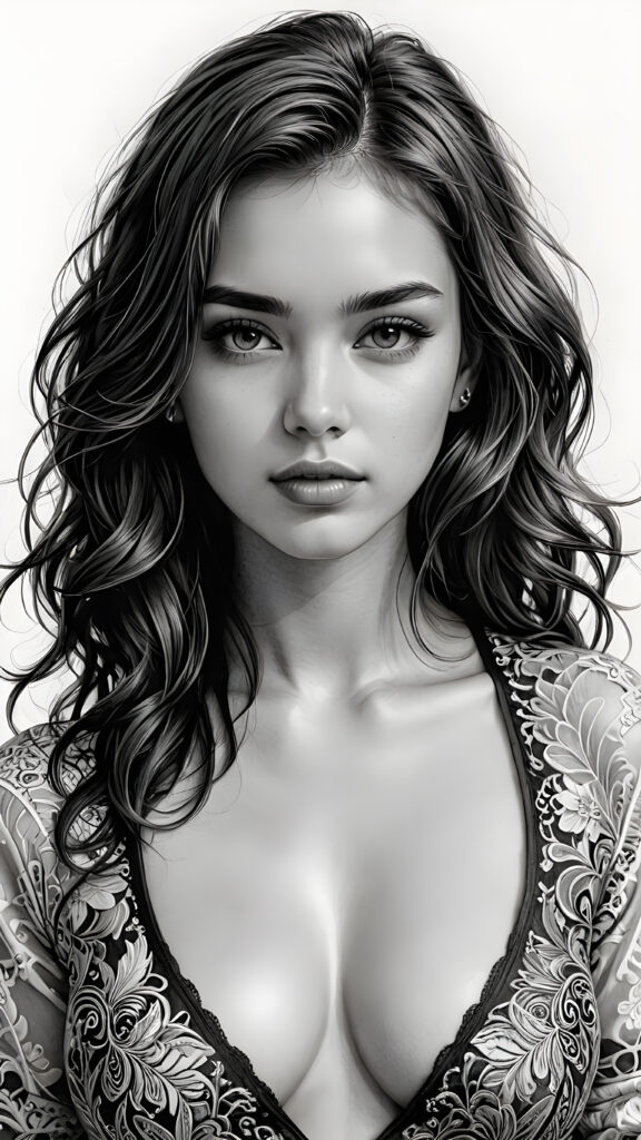 a young teen girl, deep v-neck, ((stunning)) ((gorgeous)) ((detailed artwork))