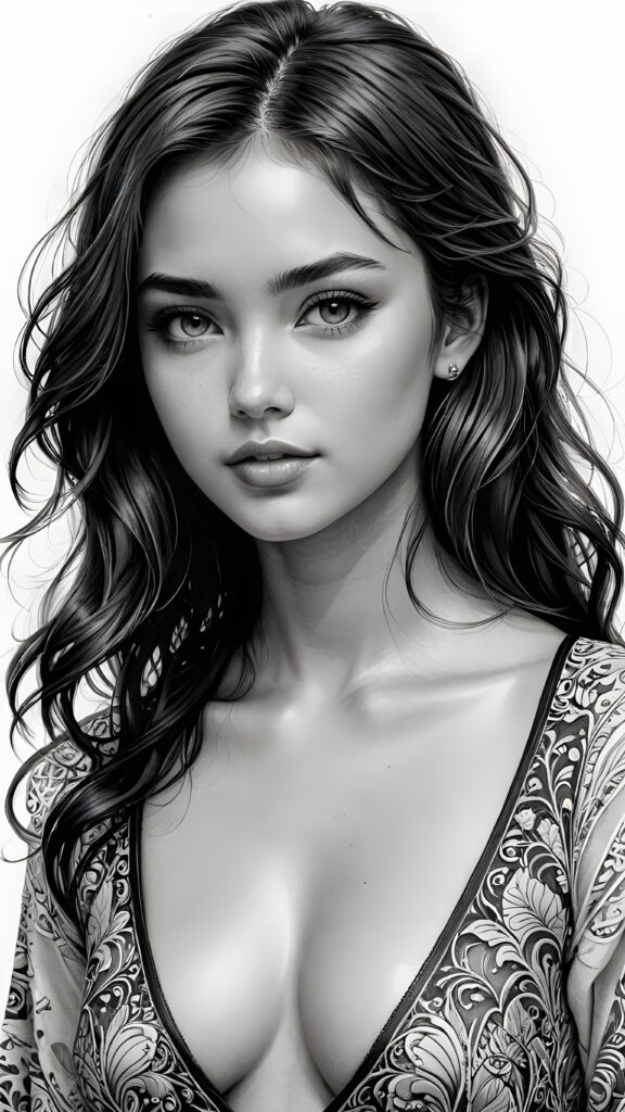 a young teen girl, deep v-neck, ((stunning)) ((gorgeous)) ((detailed artwork))