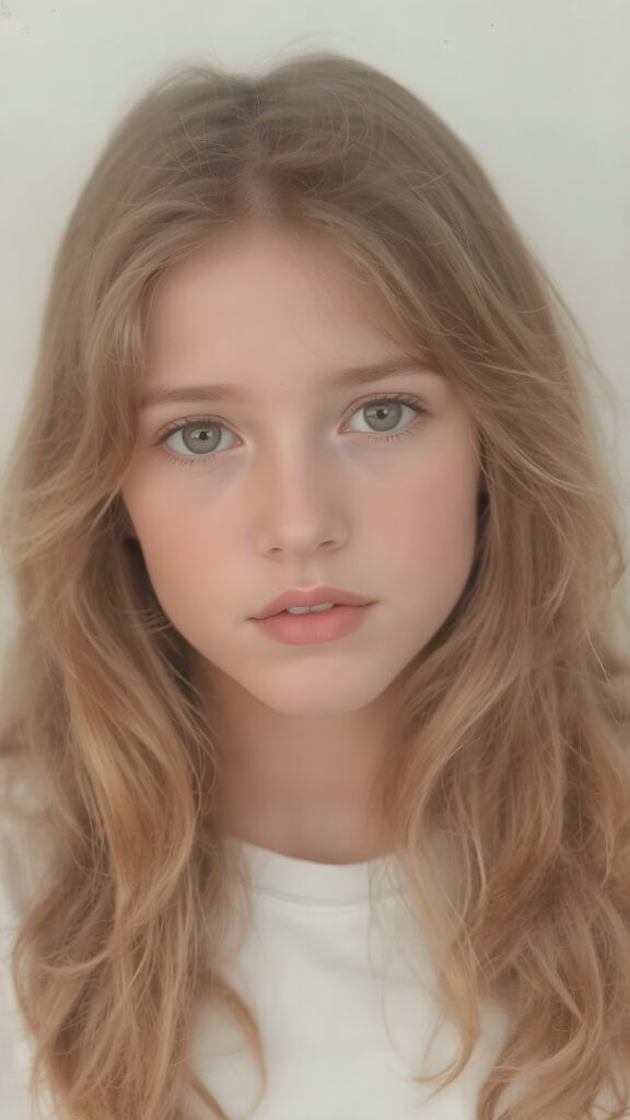 an old photo from 1970 shows a young aduld stunning teen girl with soft hair, deep black eyes and pale skin. Her hair falls over her body and shines, she wears a white t-shirt