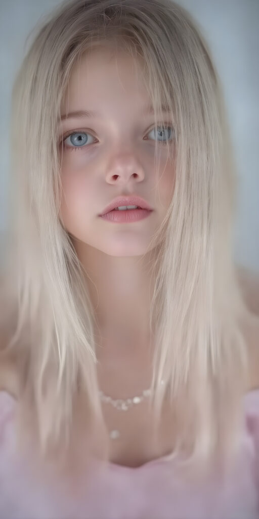 breathtakingly beautiful (((full body vertical length view from the front))), showcasing a young girl with (long, flowing ash pink color shiny hairs)), which frame her face as she gazes upward into the camera, her eyes are (violet in color)), and her lips are ((full and painted in a warm, inviting light pink hue)), that add a pop of color contrast to her overall look. She's dressed in a (long sleeves tulle gown , translucent violet pink chiffon skirt)), the scene is imbued with a sense of fantasy and imagination, as if captured in a dreamlike moment of the lady's colorful hair cascading down to her waist, creating a striking contrast against her warm skin and the cool tones of the surrounding environment.