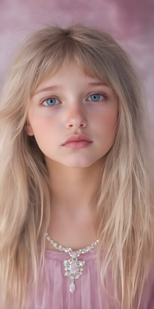 breathtakingly beautiful (((full body vertical length view from the front))), showcasing a young girl with (long, flowing ash pink color shiny hairs)), which frame her face as she gazes upward into the camera, her eyes are (violet in color)), and her lips are ((full and painted in a warm, inviting light pink hue)), that add a pop of color contrast to her overall look. She's dressed in a (long sleeves tulle gown , translucent violet pink chiffon skirt)), the scene is imbued with a sense of fantasy and imagination, as if captured in a dreamlike moment of the lady's colorful hair cascading down to her waist, creating a striking contrast against her warm skin and the cool tones of the surrounding environment.