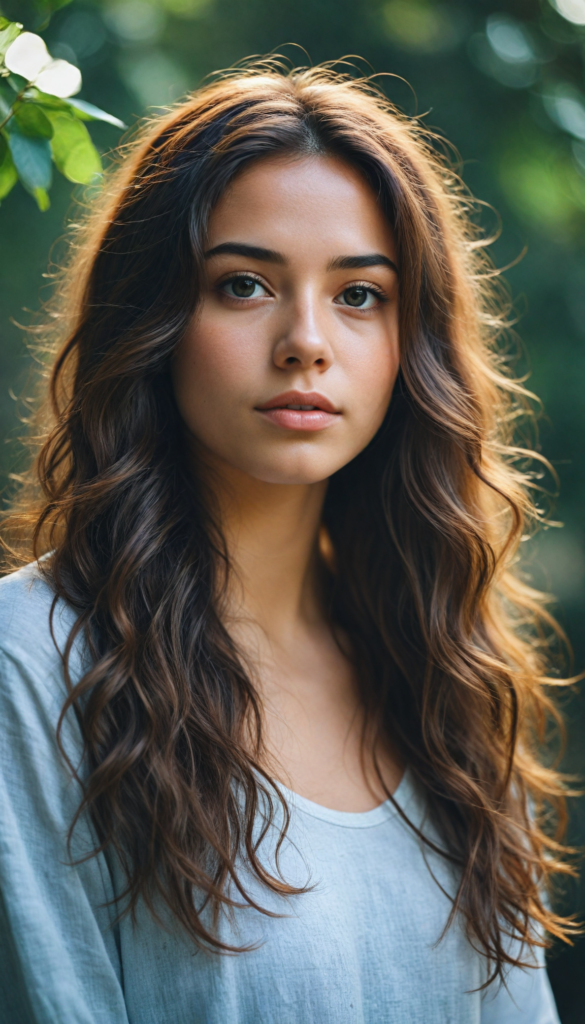 a breathtaking scene featuring a gorgeous and stunning girl with cascading hair