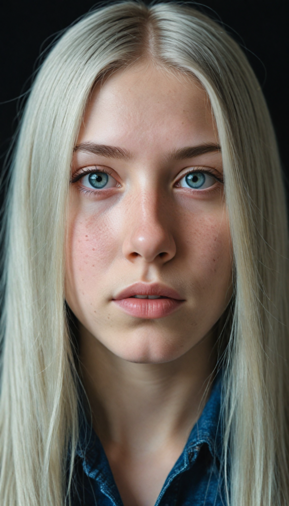 high quality portrait photo of detailed pencil drawing, silvery-skinned (young teen girl), long straight platinum hair, serious face, detailed face, skin pores, cinematic shot