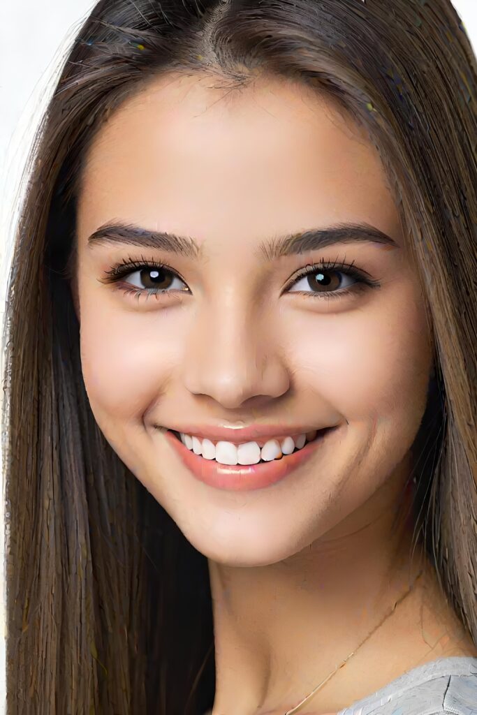 girl, 18 years old, portrait shot, smile, straight hair