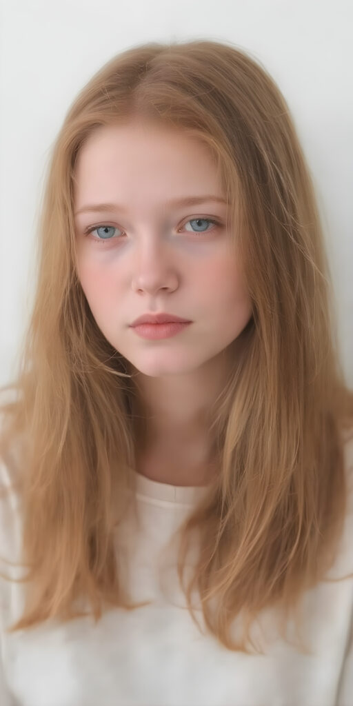 portrait, a thoughtful (((cute girl))) with long soft red straight hair