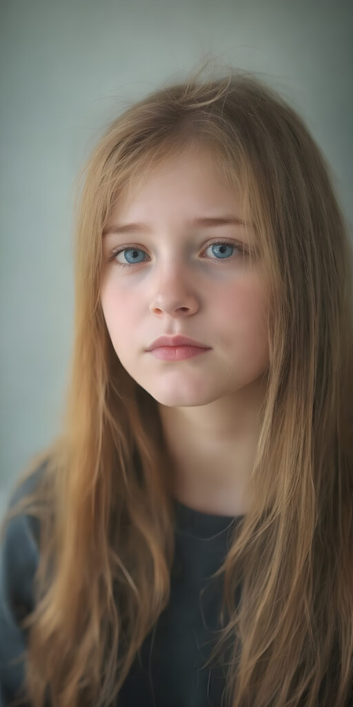 portrait, a thoughtful (((cute girl))) with long soft red straight hair