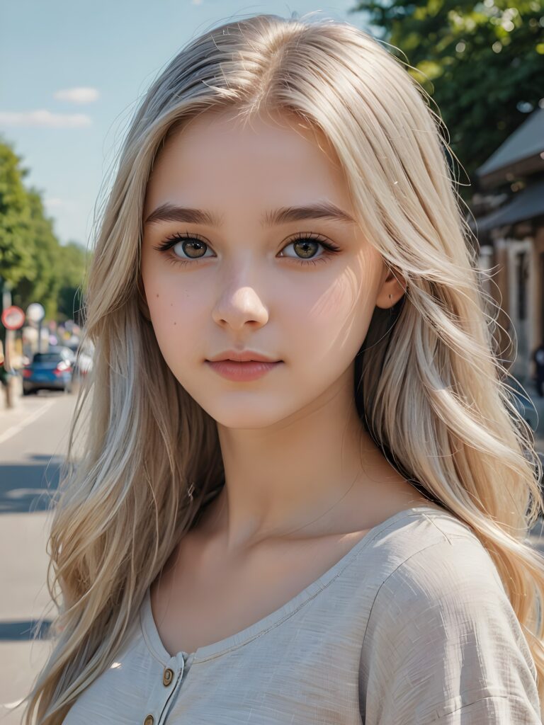 ((portrait)), detailed pencil drawing, silvery-skinned (((young teen girl))), long straight platinum hair