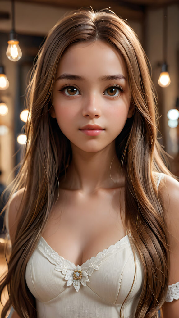 ((portrait)) of (((cute))) ((attractive)) (((long, straight hair))) ((stunning)) a beautifully realistic, cinematic lights, ((Burmanese teen girl)), 15 years old, realistic detailed angelic round face, ((realistic detailed hazelnut eye)) looks at the camera, perfect curved body, perfect anatomy, side perspective