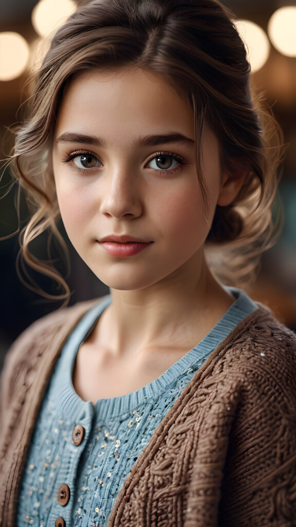 ((stunning)) ((gorgeous)) ((detailed, realistic portrait)) a young girl wearing a cardigan.