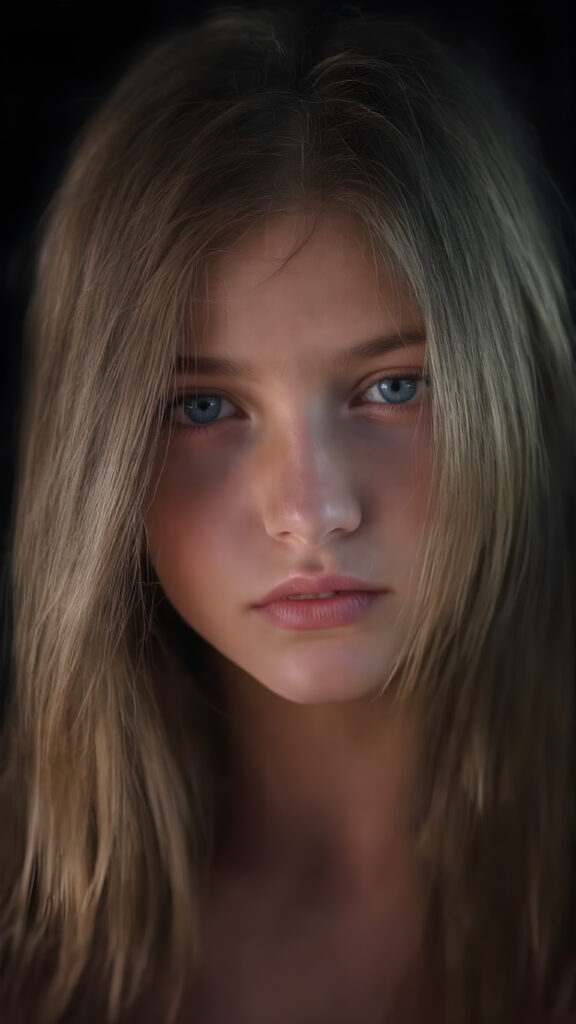 visualize a detailed and realistic photo: a (((stunning young teen girl, 13 years old))) (silky curved layers, (((vivid copper soft straight hair)))), whose frame a (seriously sensual face) with (dramatically contrasting, full, (((red lips)))), set against a (broodingly atmospheric backdrop) for an unforgettable (upper body shot). Her features are captured in (intense detail), accentuated by the (perfect shadow and highlights) that draw the eye, wears a white wool switcher, ((stunning)) ((gorgeous))