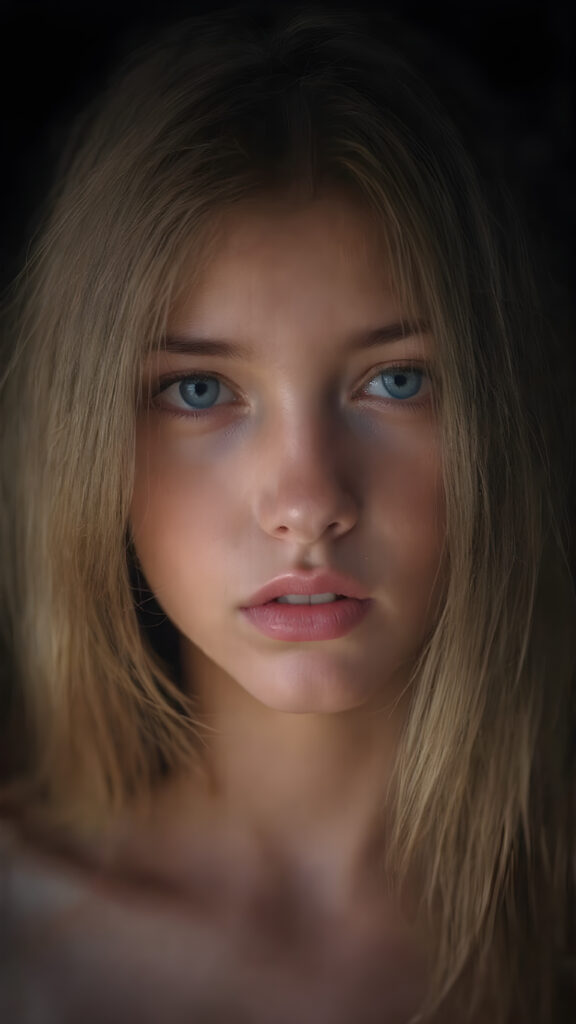 visualize a detailed and realistic photo: a (((stunning young teen girl, 13 years old))) (silky curved layers, (((vivid copper soft straight hair)))), whose frame a (seriously sensual face) with (dramatically contrasting, full, (((red lips)))), set against a (broodingly atmospheric backdrop) for an unforgettable (upper body shot). Her features are captured in (intense detail), accentuated by the (perfect shadow and highlights) that draw the eye, wears a white wool switcher, ((stunning)) ((gorgeous))